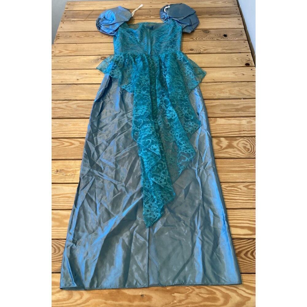 Vintage Puff Sleeve Lace Detail Ball Gown Size 7-8 Women’s Teal - Picture 2 of 6